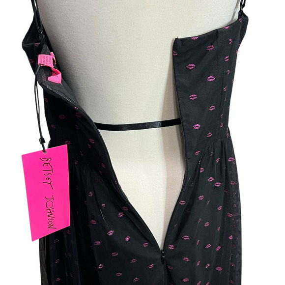 Betsey Johnson Black and Pink Polka Dot Midi Dress - Picture 7 of 16